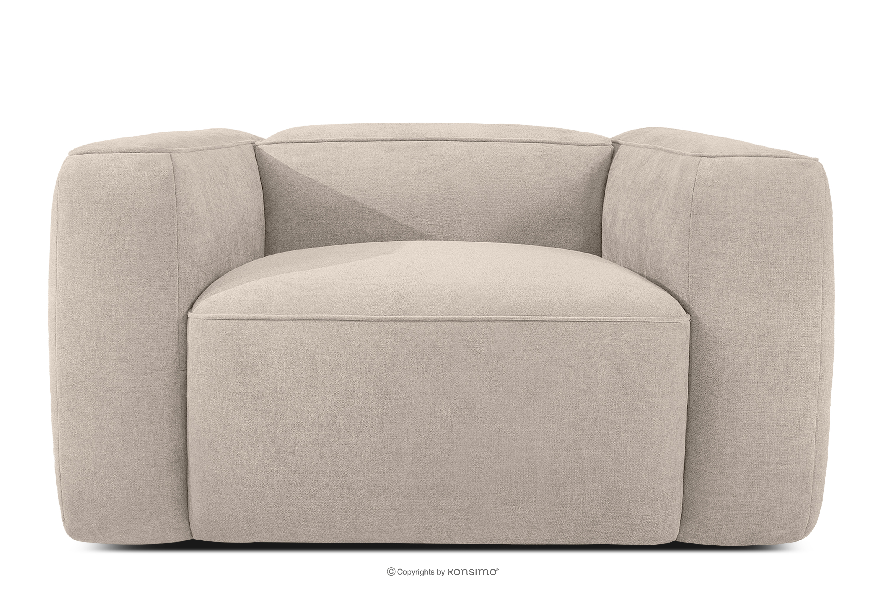 Miękki fotel w tkaninie plecionej kremowy