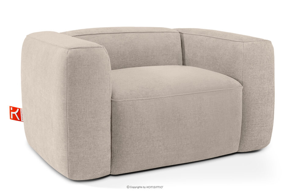 FUBBO Miękki fotel w tkaninie plecionej kremowy kremowy - zdjęcie 2