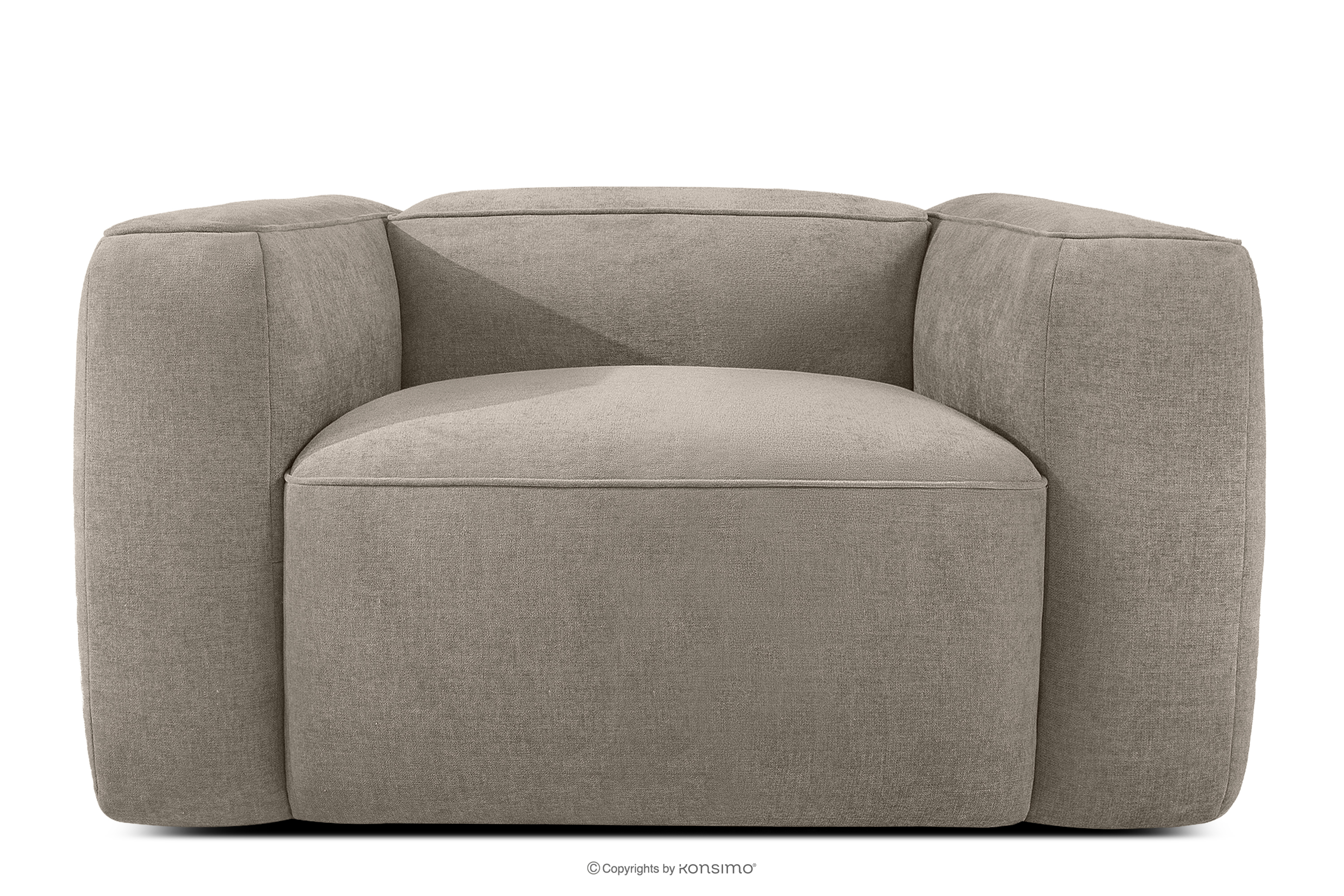 Miękki fotel w tkaninie plecionej beżowy