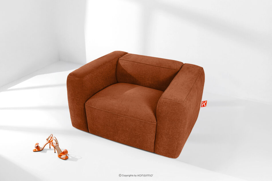 FUBBO Miękki fotel w tkaninie plecionej rudy rudy - zdjęcie 1