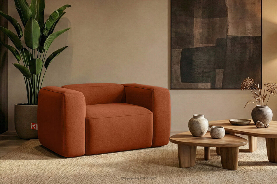 FUBBO Miękki fotel w tkaninie plecionej rudy rudy - zdjęcie 8