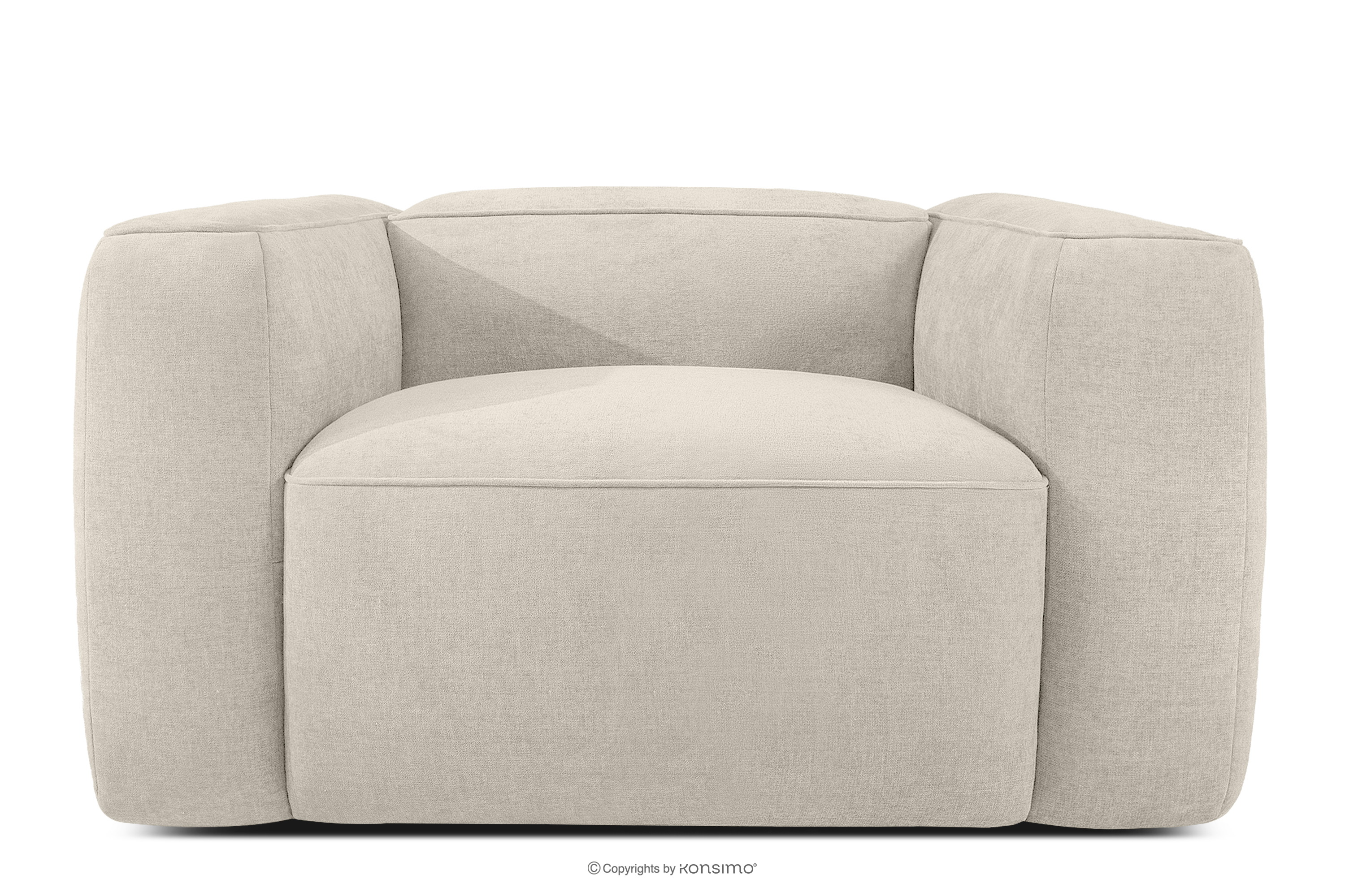 Miękki fotel w tkaninie plecionej ecru