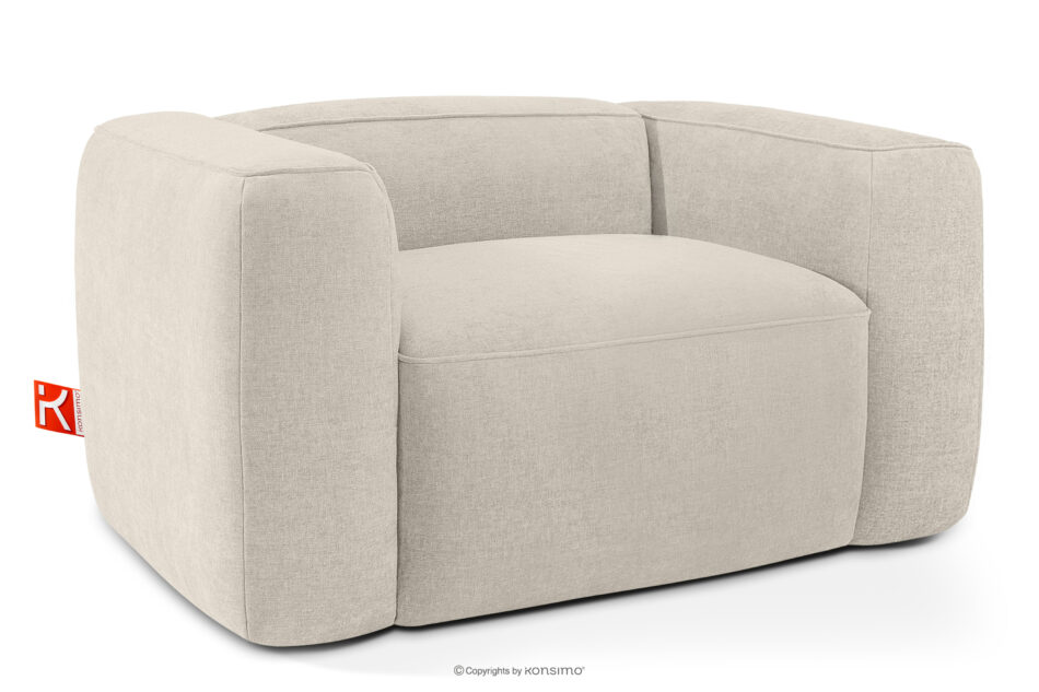 FUBBO Miękki fotel w tkaninie plecionej ecru ecru - zdjęcie 2