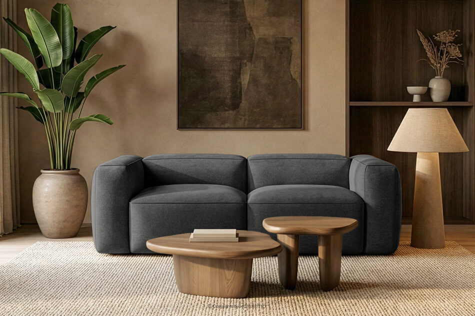 FUBBO Miękka sofa dwuosobowa w tkaninie plecionej antracytowy antracytowy - zdjęcie 11