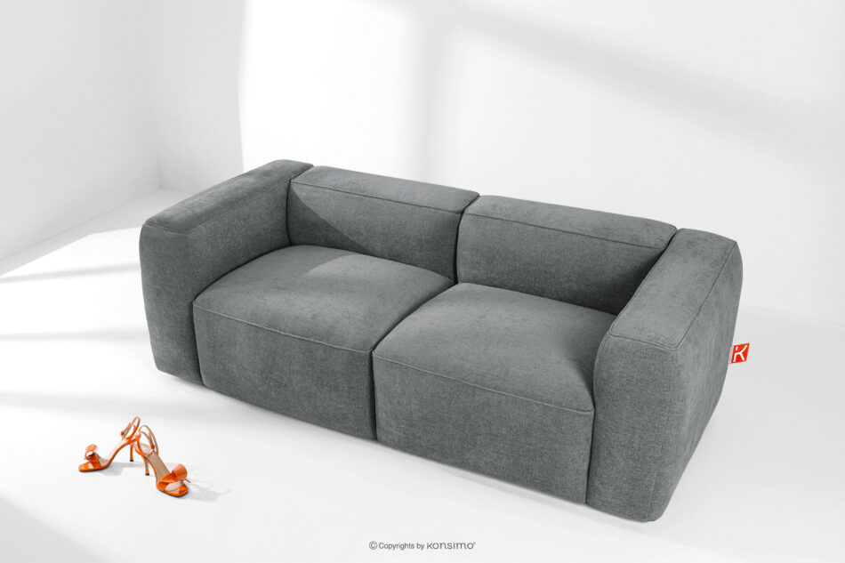 FUBBO Miękka sofa dwuosobowa w tkaninie plecionej szary szary - zdjęcie 1