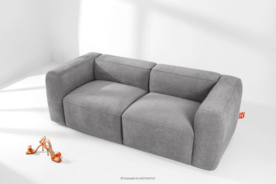 FUBBO Miękka sofa dwuosobowa w tkaninie plecionej jasny szary jasny szary - zdjęcie 1