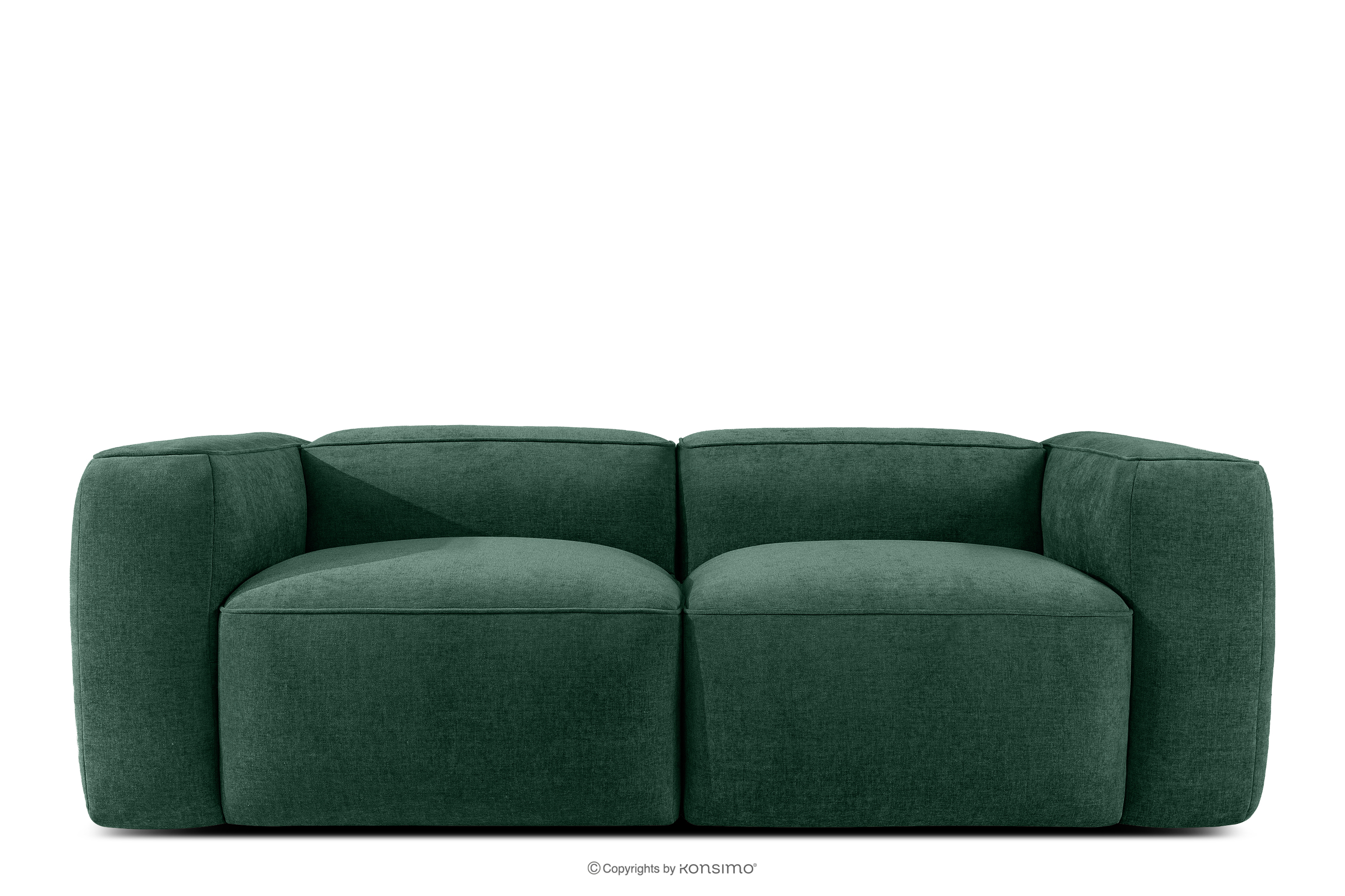 Miękka sofa dwuosobowa w tkaninie plecionej ciemny zielony