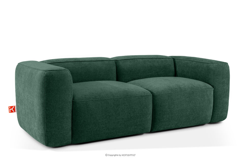 FUBBO Miękka sofa dwuosobowa w tkaninie plecionej ciemny zielony ciemny zielony - zdjęcie 2