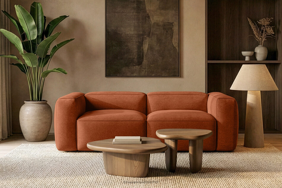 FUBBO Miękka sofa dwuosobowa w tkaninie plecionej rudy rudy - zdjęcie 11