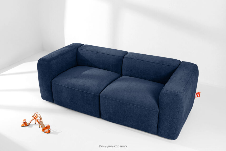 FUBBO Miękka sofa dwuosobowa w tkaninie plecionej granatowy granatowy - zdjęcie 1