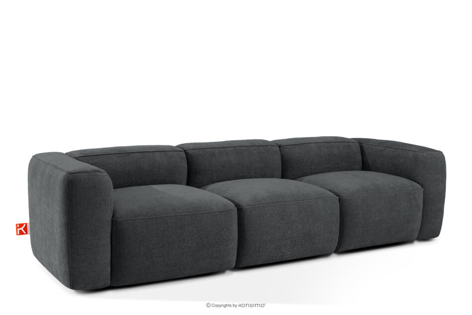 FUBBO Miękka sofa trzyosobowa w tkaninie plecionej antracytowy antracytowy - zdjęcie 2