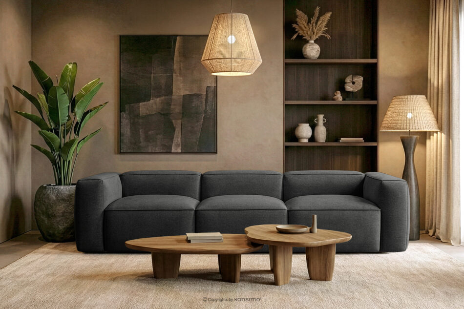 FUBBO Miękka sofa trzyosobowa w tkaninie plecionej antracytowy antracytowy - zdjęcie 11