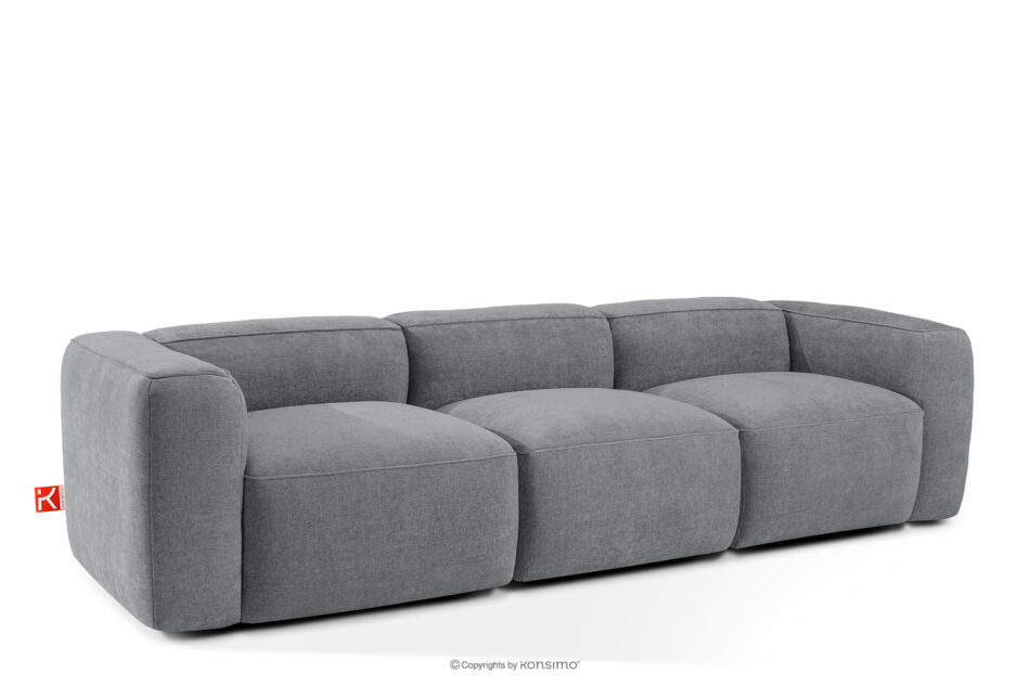 FUBBO Miękka sofa trzyosobowa w tkaninie plecionej szary szary - zdjęcie 2