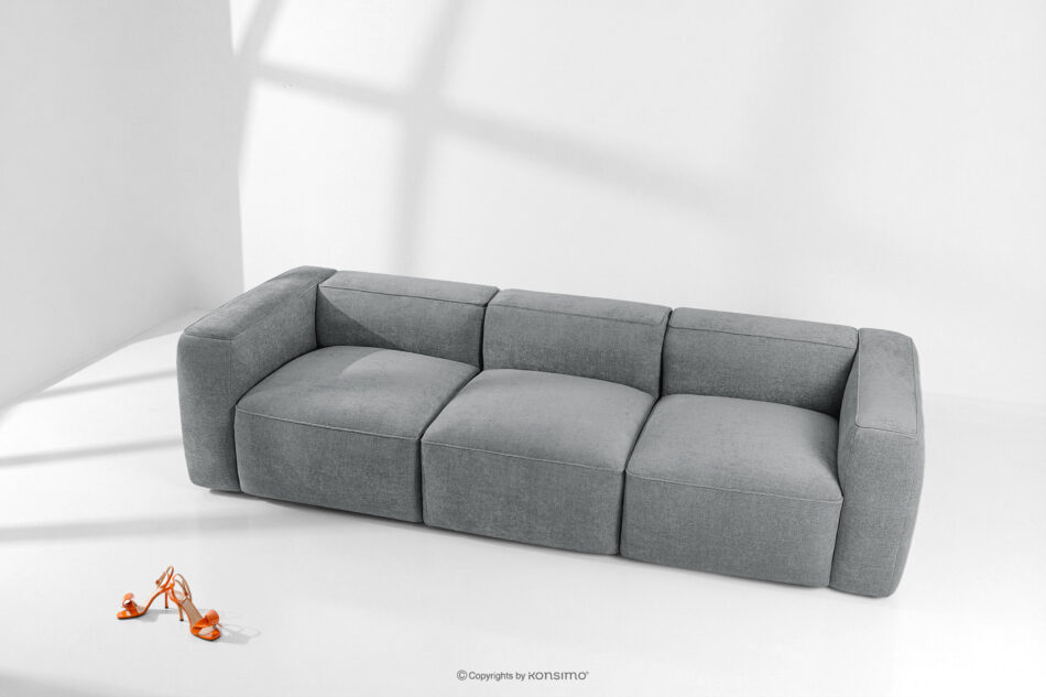 FUBBO Miękka sofa trzyosobowa w tkaninie plecionej szary szary - zdjęcie 1