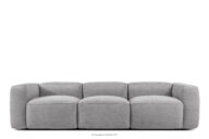 Miękka sofa trzyosobowa w tkaninie plecionej jasny szary