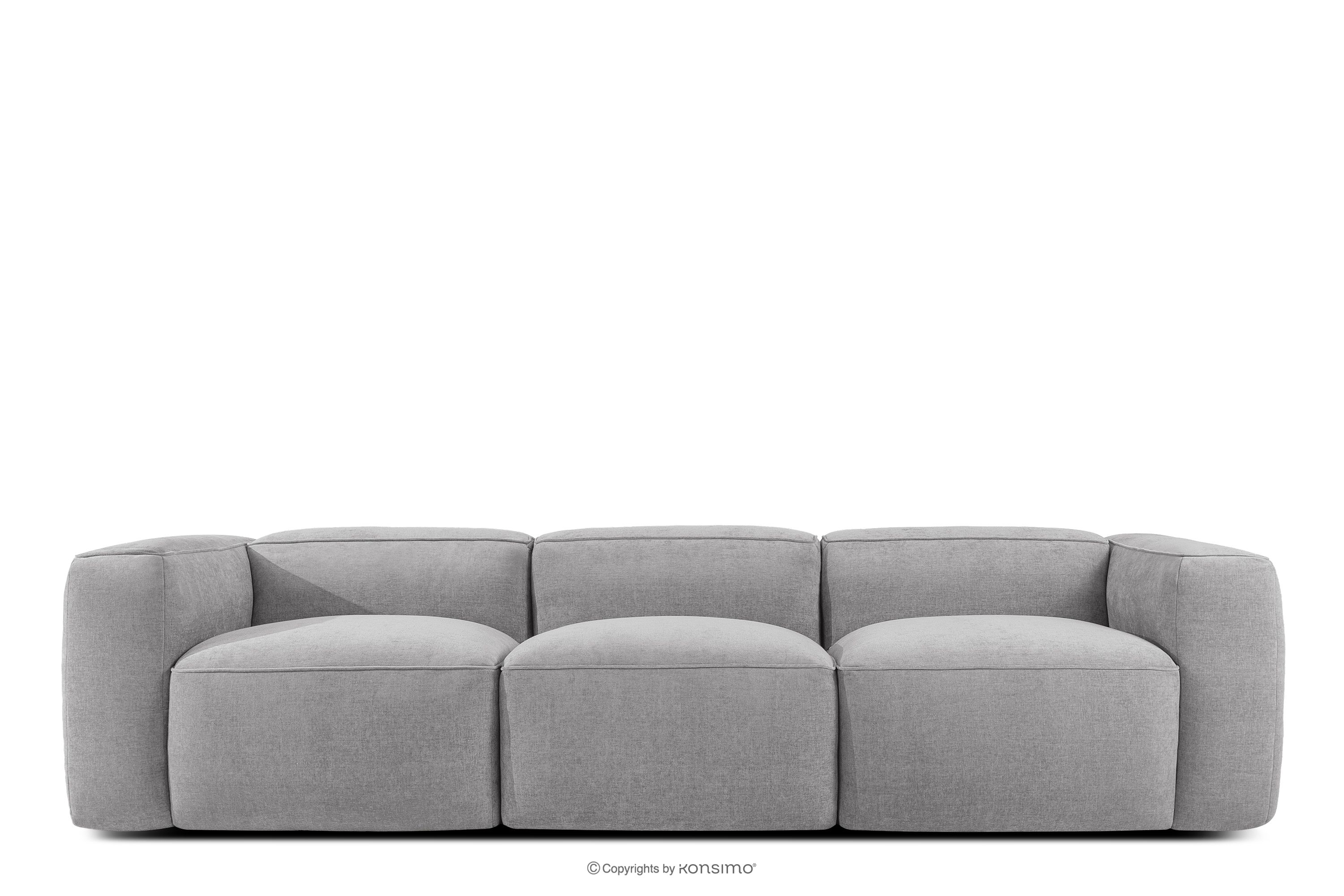Miękka sofa trzyosobowa w tkaninie plecionej jasny szary