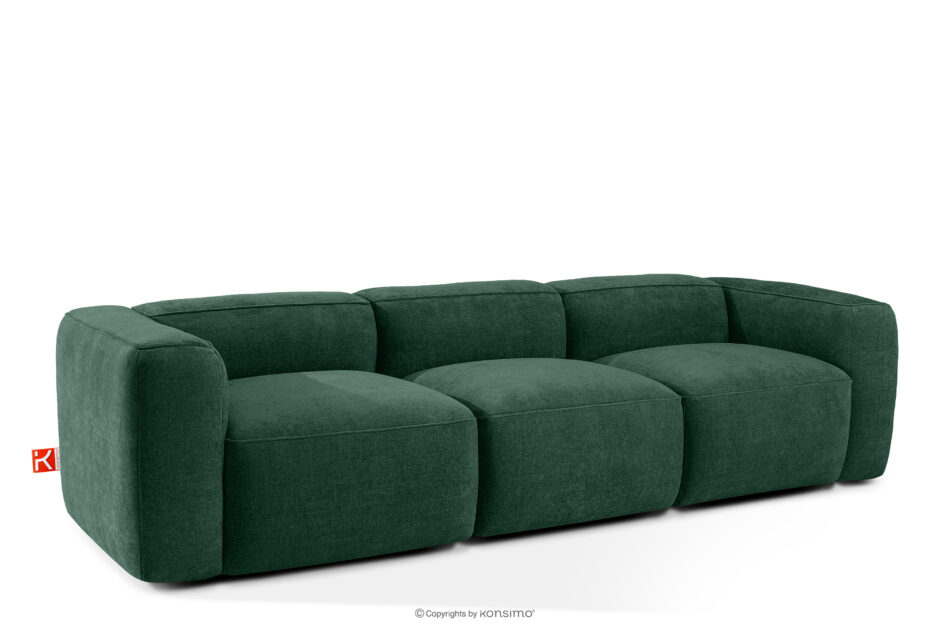 FUBBO Miękka sofa trzyosobowa w tkaninie plecionej ciemny zielony ciemny zielony - zdjęcie 2