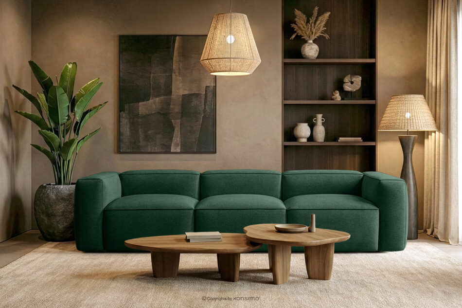 FUBBO Miękka sofa trzyosobowa w tkaninie plecionej ciemny zielony ciemny zielony - zdjęcie 11