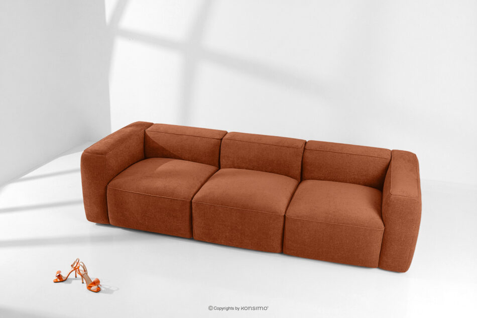 FUBBO Miękka sofa trzyosobowa w tkaninie plecionej rudy rudy - zdjęcie 1