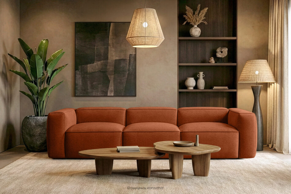 FUBBO Miękka sofa trzyosobowa w tkaninie plecionej rudy rudy - zdjęcie 11