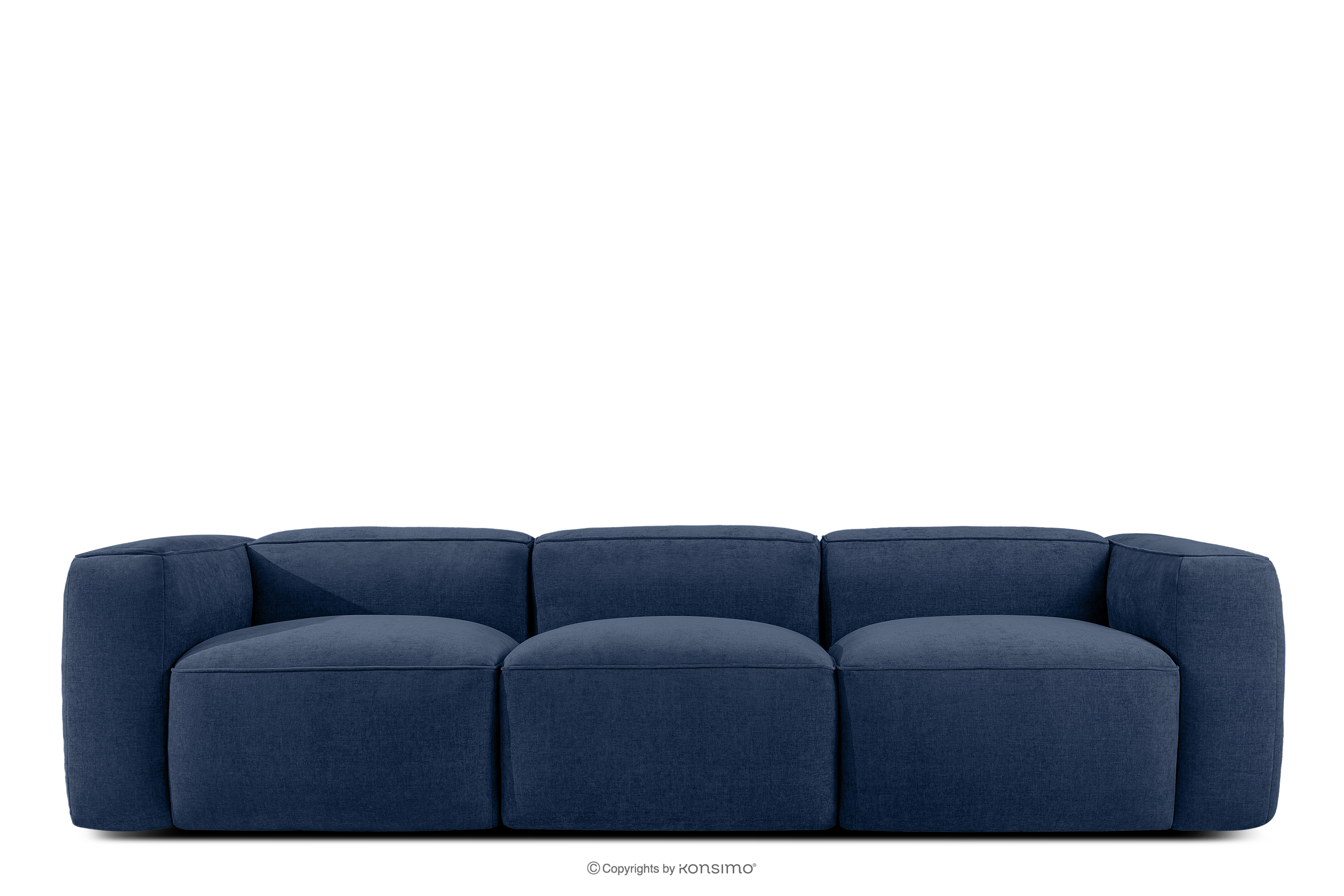 Miękka sofa trzyosobowa w tkaninie plecionej granatowy