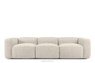 Miękka sofa trzyosobowa w tkaninie plecionej ecru