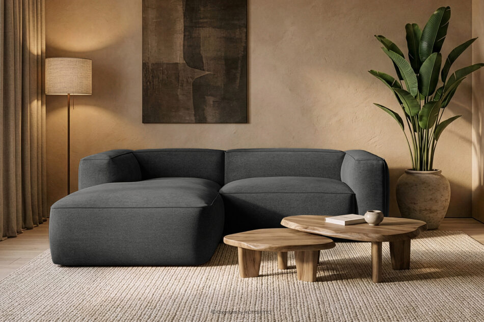 FUBBO Miękki narożnik w tkaninie plecionej lewy antracytowy antracytowy - zdjęcie 11