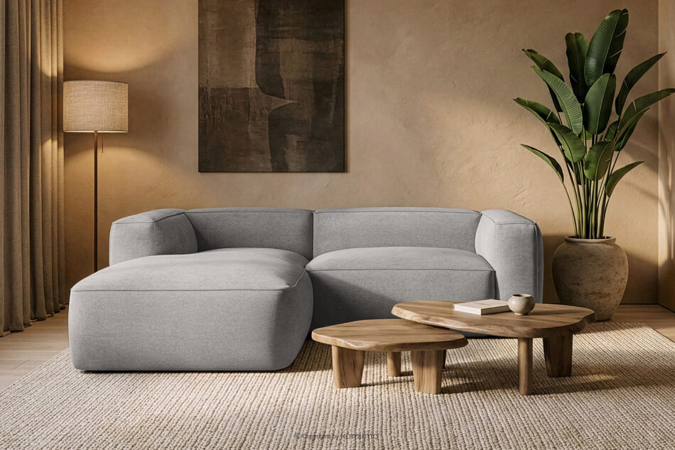 FUBBO Miękki narożnik w tkaninie plecionej lewy jasny szary jasny szary - zdjęcie 11