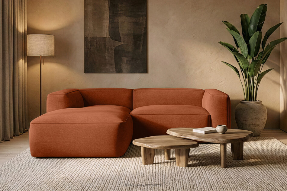 FUBBO Miękki narożnik w tkaninie plecionej lewy rudy rudy - zdjęcie 11