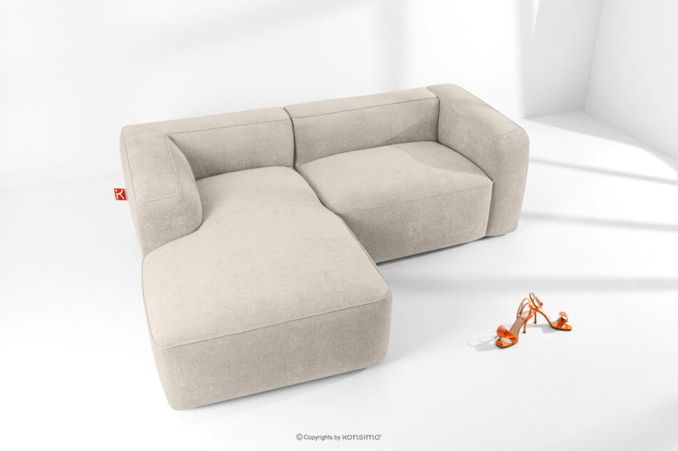 FUBBO Miękki narożnik w tkaninie plecionej lewy ecru ecru - zdjęcie 1