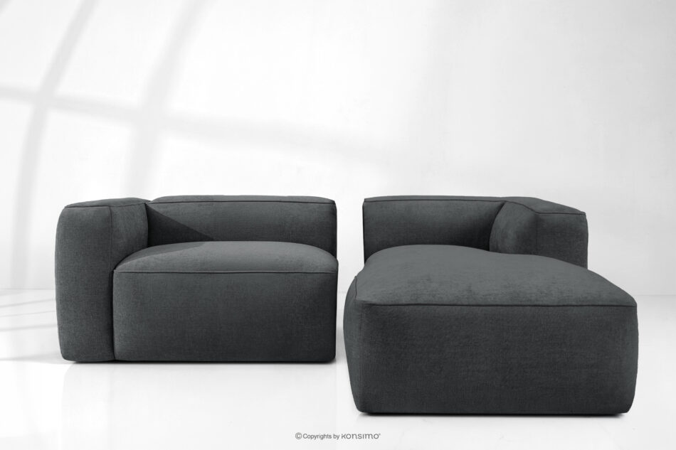 FUBBO Miękki narożnik w tkaninie plecionej prawy antracytowy antracytowy - zdjęcie 10