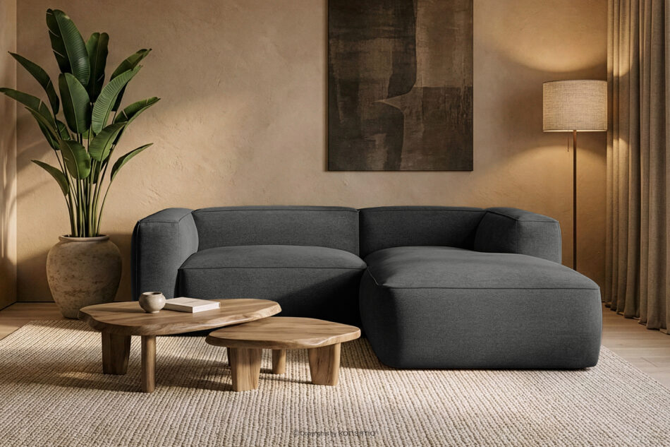 FUBBO Miękki narożnik w tkaninie plecionej prawy antracytowy antracytowy - zdjęcie 11