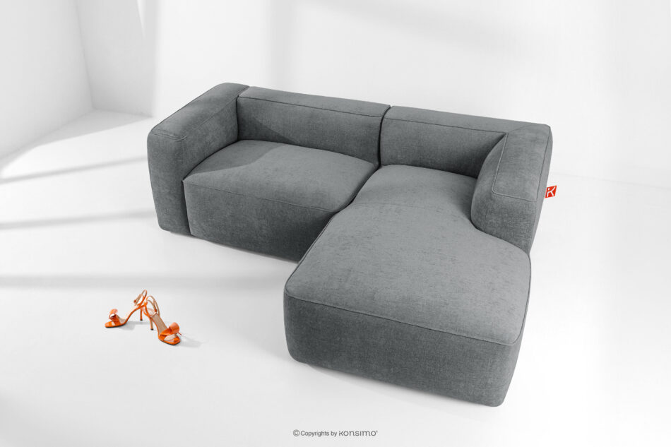 FUBBO Miękki narożnik w tkaninie plecionej prawy szary szary - zdjęcie 1