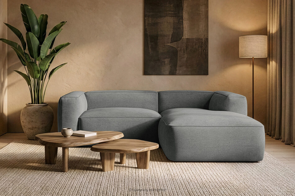 FUBBO Miękki narożnik w tkaninie plecionej prawy szary szary - zdjęcie 11