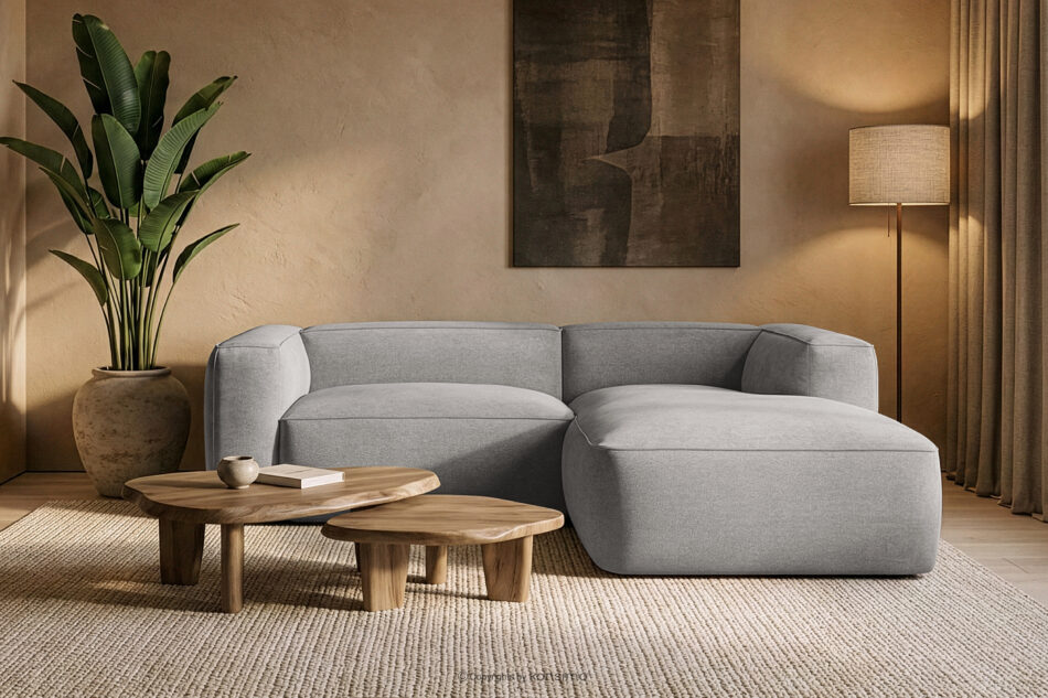 FUBBO Miękki narożnik w tkaninie plecionej prawy jasny szary jasny szary - zdjęcie 11