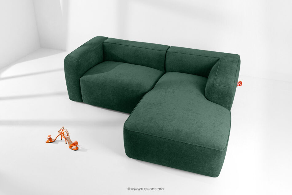 FUBBO Miękki narożnik w tkaninie plecionej prawy ciemny zielony ciemny zielony - zdjęcie 1