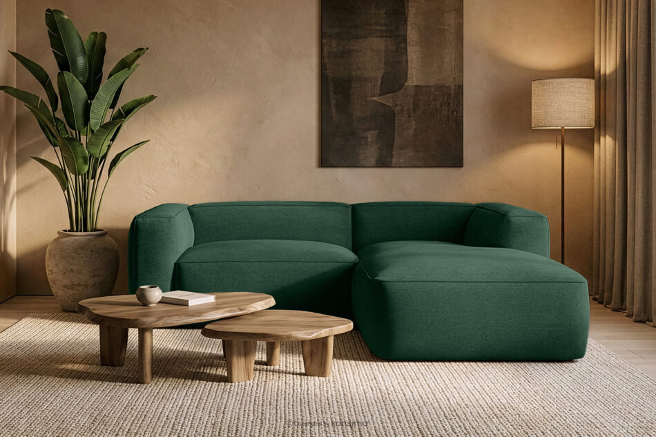 FUBBO Miękki narożnik w tkaninie plecionej prawy ciemny zielony ciemny zielony - zdjęcie 11