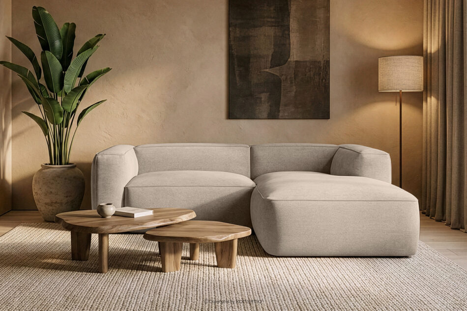 FUBBO Miękki narożnik w tkaninie plecionej prawy kremowy kremowy - zdjęcie 11