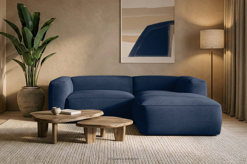 FUBBO Miękki narożnik w tkaninie plecionej prawy granatowy granatowy - zdjęcie 11