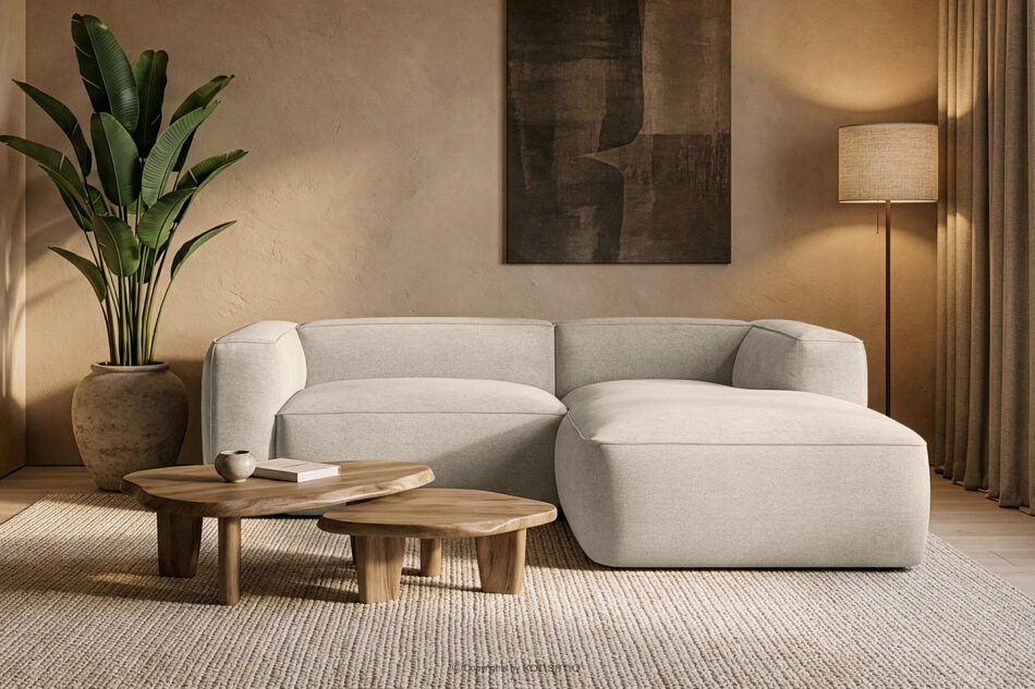 FUBBO Miękki narożnik w tkaninie plecionej prawy ecru ecru - zdjęcie 11