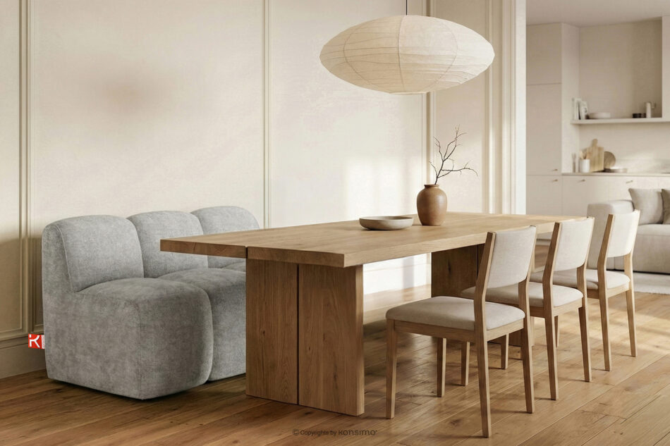 BRESCO Ławka tapicerowana do jadalni 120 cm tkanina szenil jasny szary jasny szary - zdjęcie 1