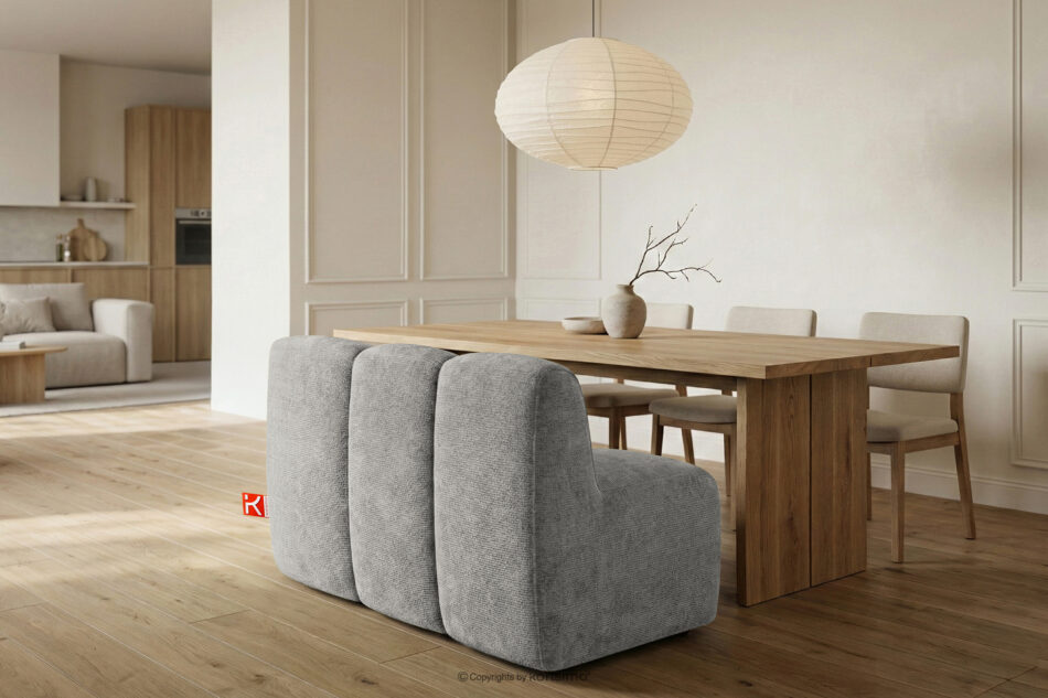 BRESCO Ławka tapicerowana do jadalni 120 cm tkanina szenil jasny szary jasny szary - zdjęcie 9