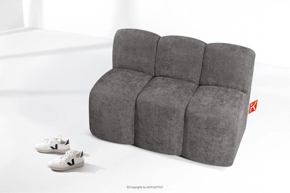 BRESCO Ławka tapicerowana do jadalni 120 cm tkanina szenil ciemny szary ciemny szary - zdjęcie 8