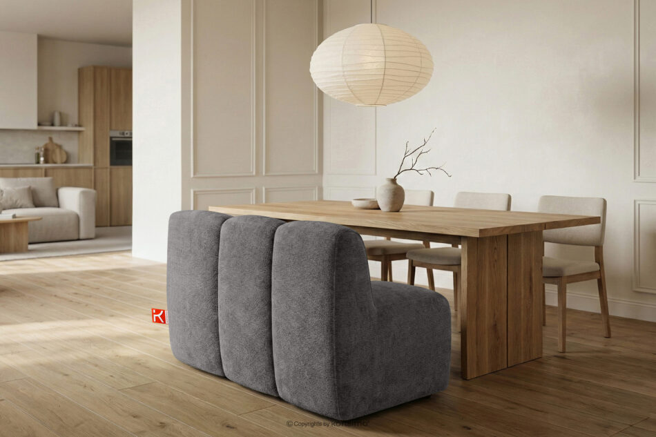 BRESCO Ławka tapicerowana do jadalni 120 cm tkanina szenil ciemny szary ciemny szary - zdjęcie 9