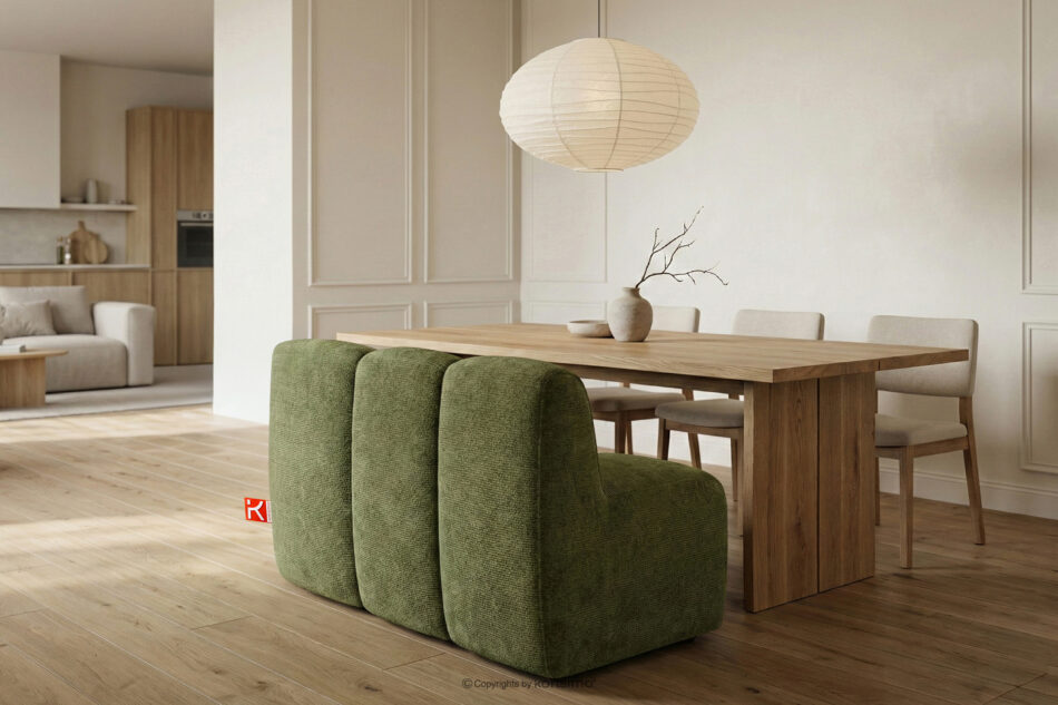 BRESCO Ławka tapicerowana do jadalni 120 cm tkanina szenil oliwkowy oliwkowy - zdjęcie 9