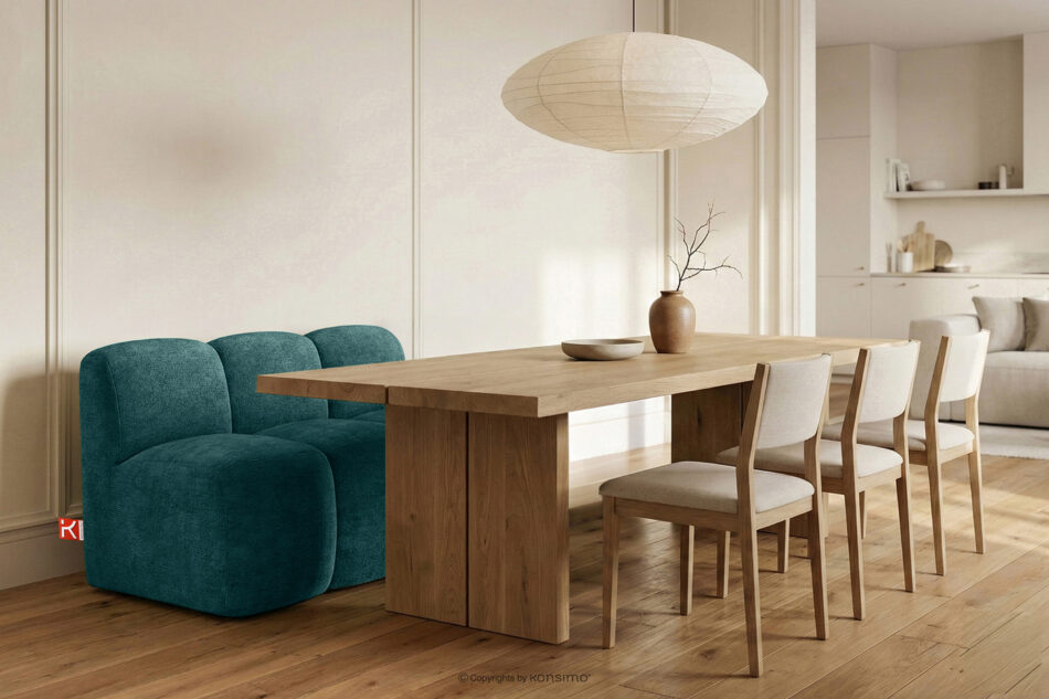 BRESCO Ławka tapicerowana do jadalni 120 cm tkanina szenil morski morski - zdjęcie 1