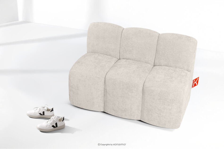 BRESCO Ławka tapicerowana do jadalni 120 cm tkanina szenil kremowy kremowy - zdjęcie 8