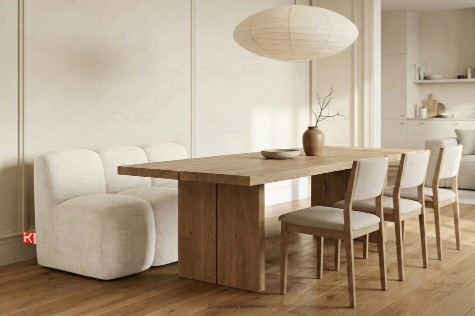 BRESCO Ławka tapicerowana do jadalni 120 cm tkanina szenil kremowy kremowy - zdjęcie 1