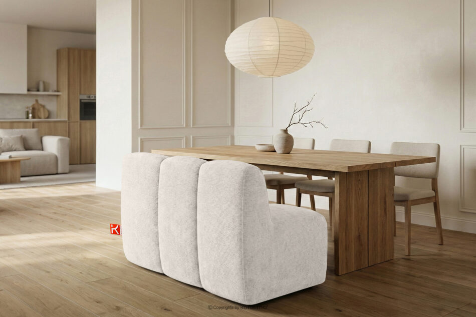 BRESCO Ławka tapicerowana do jadalni 120 cm tkanina szenil kremowy kremowy - zdjęcie 9