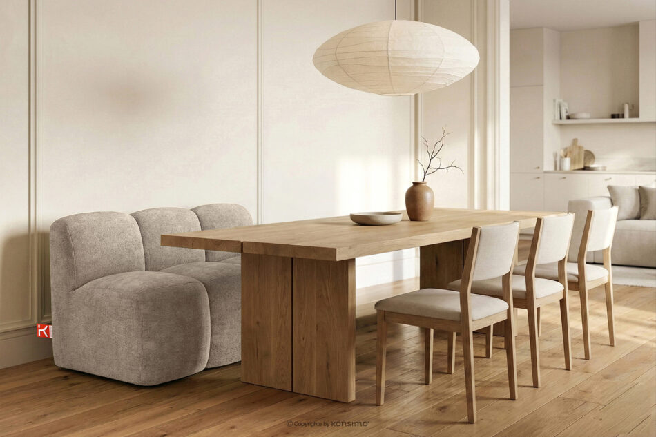 BRESCO Ławka tapicerowana do jadalni 120 cm tkanina szenil beżowy beżowy - zdjęcie 1